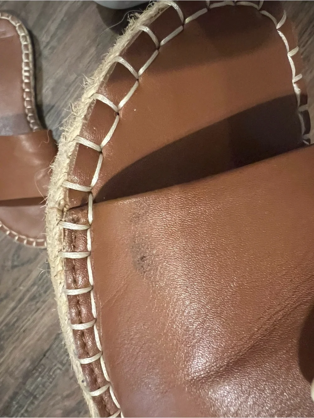 Abercrombie & Fitch Tan/Brown Leather Espadrille Slide Sandals